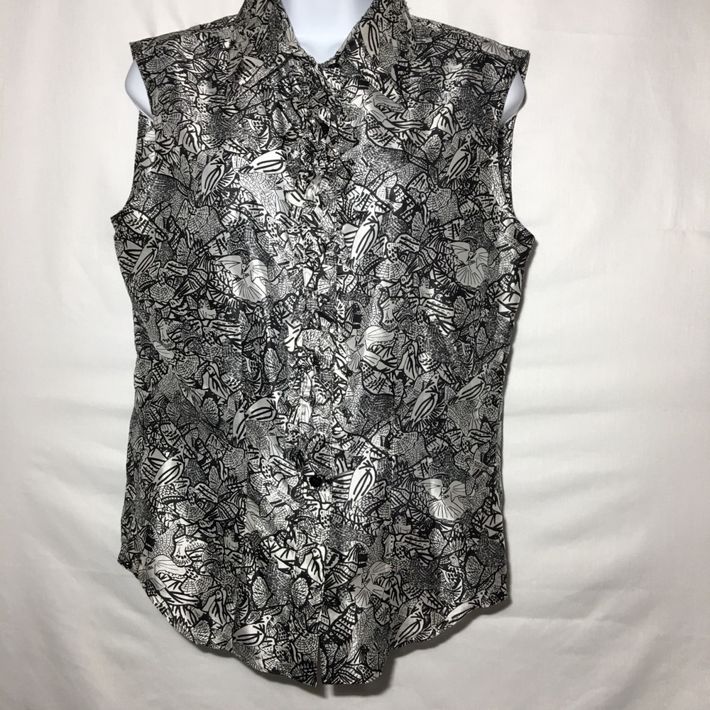 Yves Saint Laurent Silk Bird Print Blouse